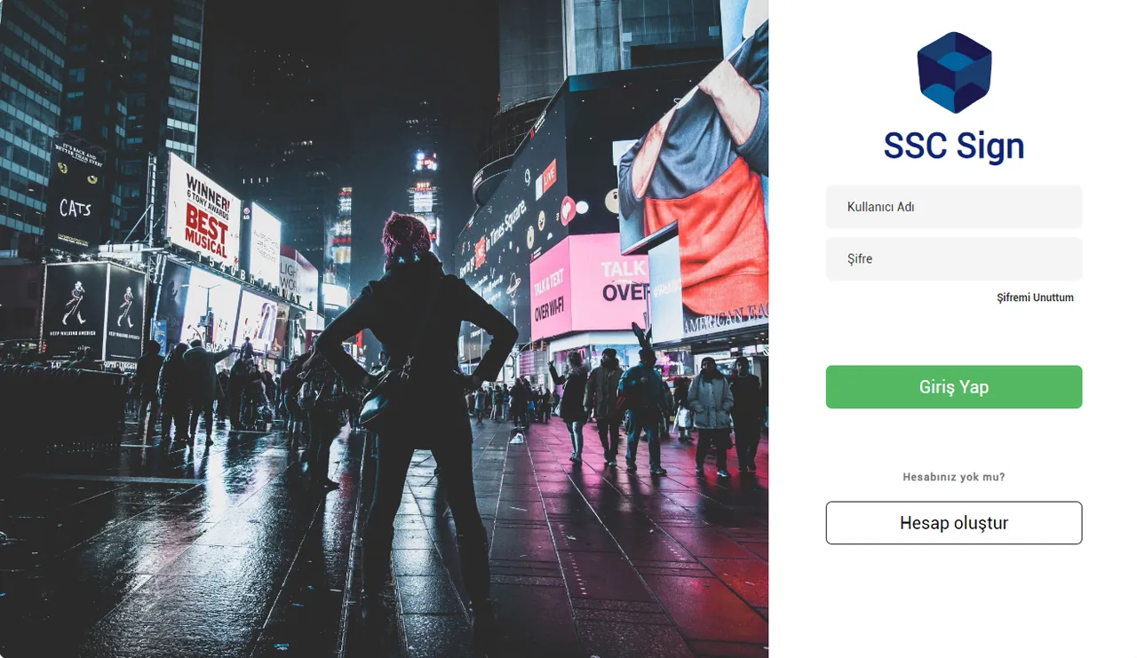 SSCSign giriş ekranı